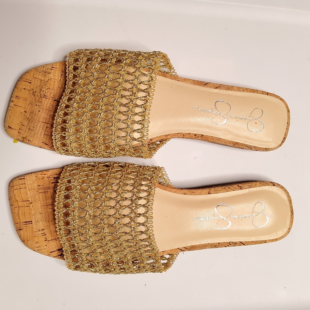 Jessica Simpson metallic gold sandals size 9